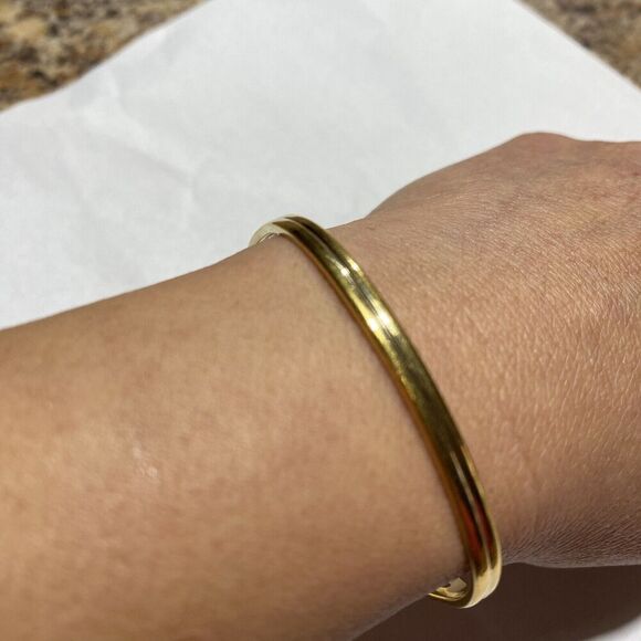 Avon Vintage 1978 Gold-Tone Green Faux Treasured Jade Bar Hinged Bracelet 2.2” - Picture 11 of 12